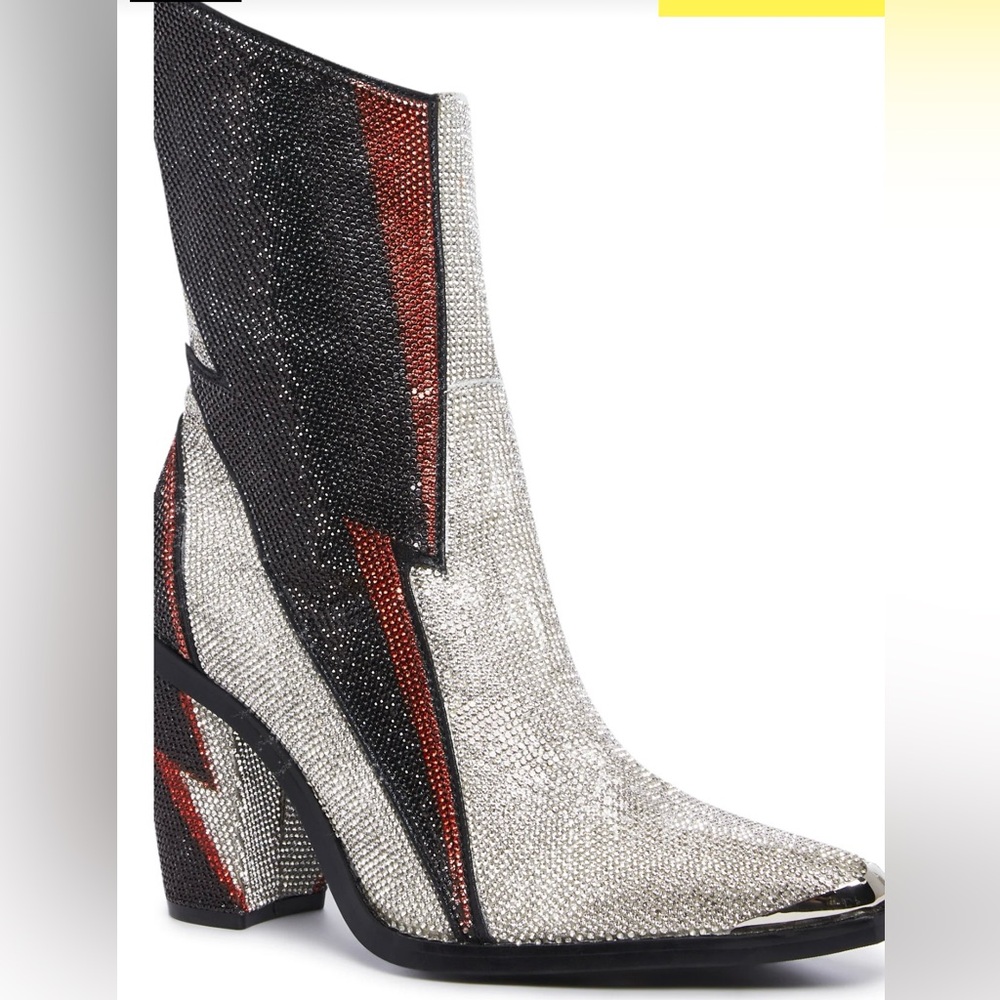 Dolls Kill Black and Silver Lightning Ankle Boots size 7 Rare cool